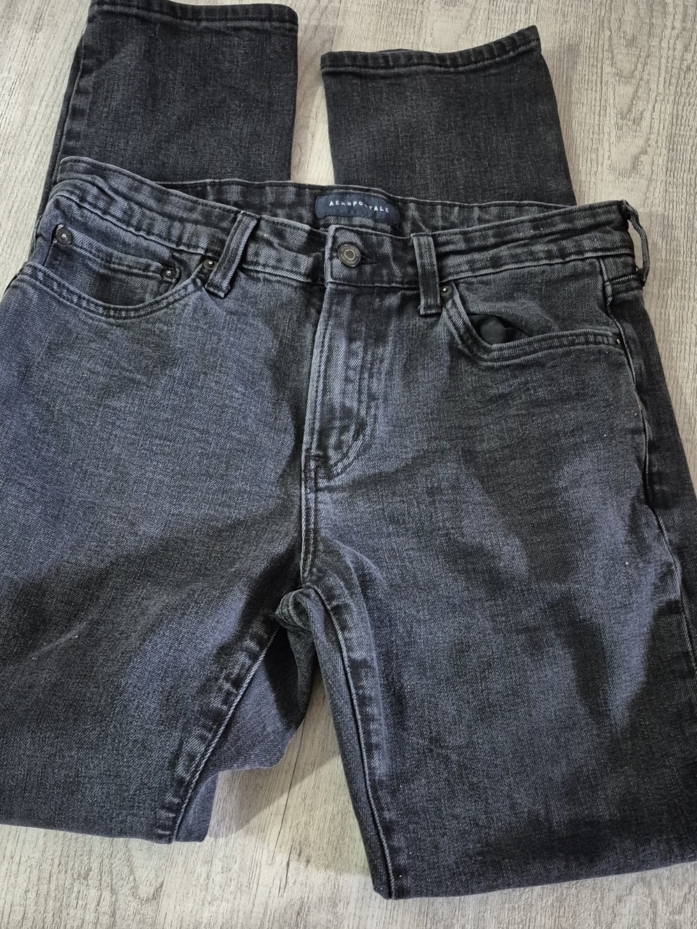 Aeropostale Men's Dark Charcoal Slim Straight Jeans 32X34